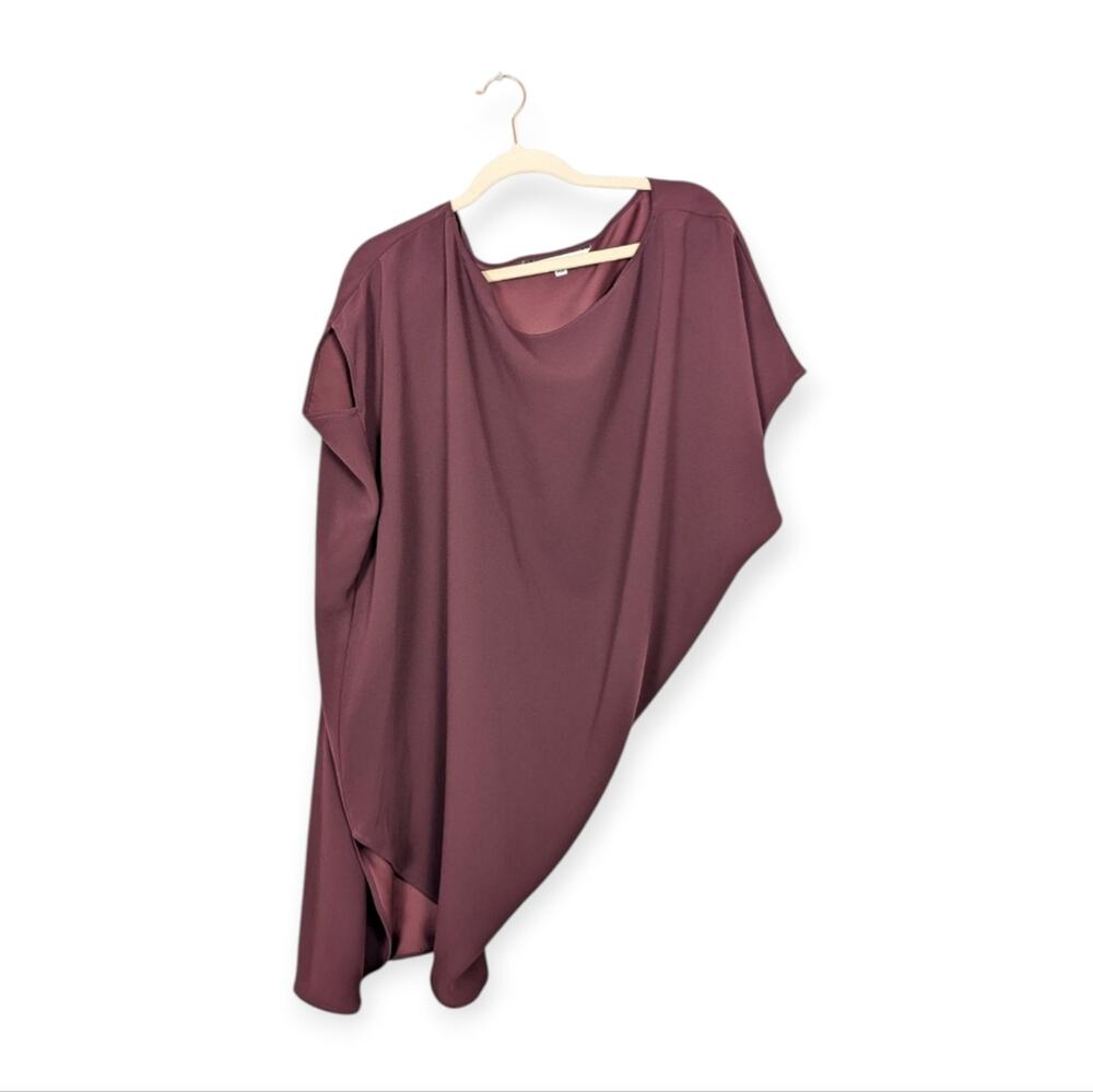 Trina Turk Plum Asymmetrical Draped Blouse Size XS